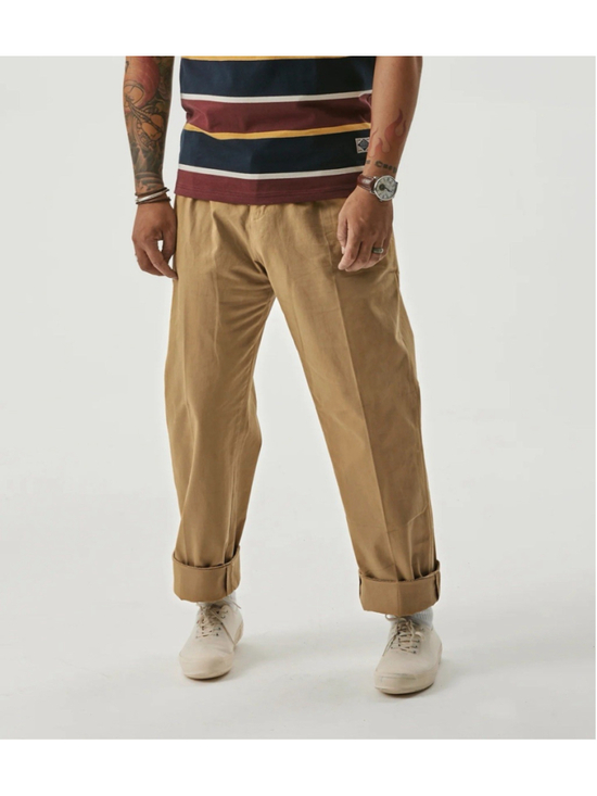 non-stock mfg Other - 100% Cotton Non-Stock MFG 1930s IVY Style Double Pleated Chino Trousers Yellow L